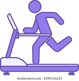 Colored Treadmill Icon. Vector Drawing. Athlete Runs on Treadmill. Sports Equipment, Workout. Gym and Sports Concept