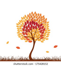 a colored tree with leaves in white background