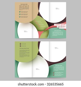 Colored tri fold business brochure design template with abstract lines and waves for your business