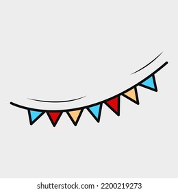 Colored triangle flags Doodle element with outline