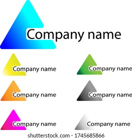 Diseño del logotipo del triángulo de colores con un recorte para el nombre de la empresa.