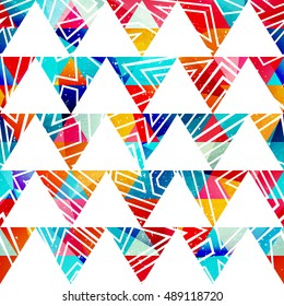 Colored triangle seamless pattern