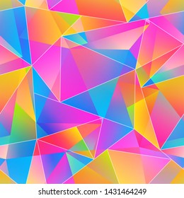 Colored triangle vector seamless pattern.