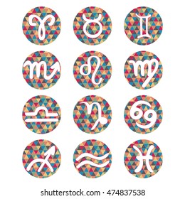 Colored triangle vector zodiac signs. Horoscope icons