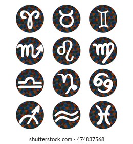 Colored triangle vector zodiac signs. Horoscope icons