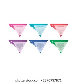 colored triangles informational template. web, education, internet, magazine, annual report infographic template. six steps infographic template