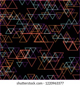 colored triangles on a black background. layout for advertising. vector image. Abstract template for presentation.