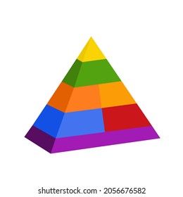  Colored triangular pyramid infographic presentation. Vector object, isolated on white background.