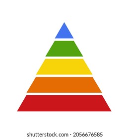  Farbige dreieckige Pyramidendarstellung. Vektorobjekt einzeln auf weißem Hintergrund.