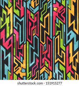 colored tribal graffiti seamless pattern