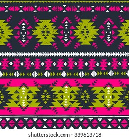 tónica sin fisuras de la tribu Navajo. huella de arte geométrica abstracta azteca grunge. fondo de hipster étnico. Papel tapiz, tela, papel, envoltura, postales, textil. dibujado a mano.  