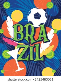 Colored tropical Brazil poster Vector illustration