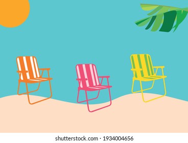 colored tropical Brazilian beach chair illustrations