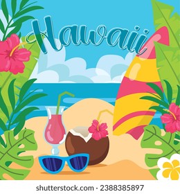 Colored tropical hawaii background Vector