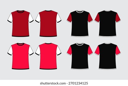 Camiseta de color Ilustración vectorial Plantilla camiseta blanca Vector dibujo