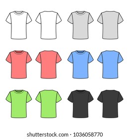 Colored T-shirts Set on White Background. Vector