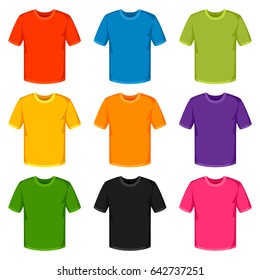 Colored t-shirts templates. Set of promotional and advertising clothes.