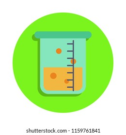 colored tube with liquid level in green badge icon. Element of science and laboratory for mobile concept and web apps. Detailed tube with liquid level icon
