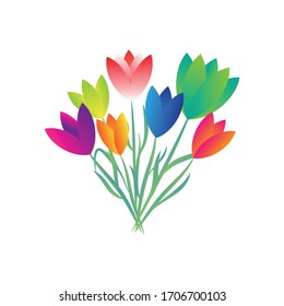 Colored tulip bouquet vector design.