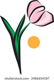Colored tulip flower icon, Flower vector