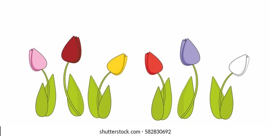 Tulips Pattern Image On White Background Stock Vector (Royalty Free ...