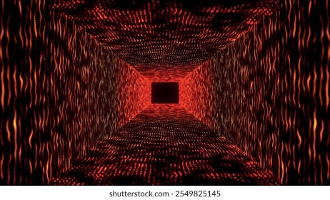 Fundo do túnel colorido. Resumo techno digital background. Corredor. Informações de fluxo de dados. Conceito de comunicação digital. Buraco de minhoca. Ilustração de vetor 3d.