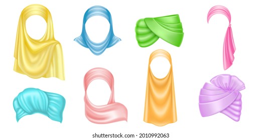 Colored turban and hijab, arab headdress