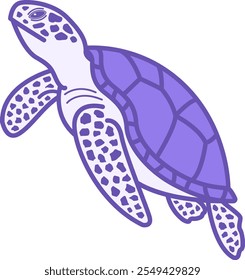 Colored Turtle Icon. Vector Illustration. Reptile, Turtle with Shell. Symbol of Wealth, Long Life, and Fertility. Aquatic Animal Concept