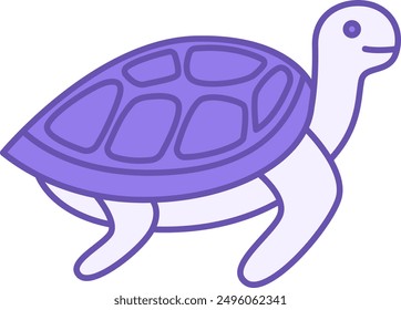Colored Turtle Icon. Vector Icon Of Reptile. Cute Animal. Pet Concept
