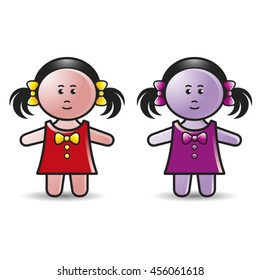 colored two dolls-vector drawing