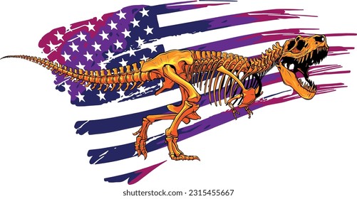 colored Tyrannosaurus skeleton image vector illustration design