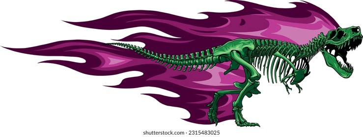 colored Tyrannosaurus skeleton image vector illustration design