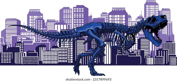 colored Tyrannosaurus skeleton image vector illustration design