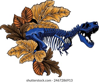 colored Tyrannosaurus skeleton image vector illustration design