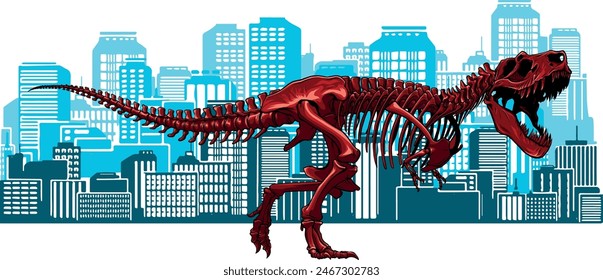 colored Tyrannosaurus skeleton image vector illustration design