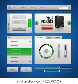 Colored UI Controls Web Elements 4: Buttons, Login Form, Authorization, Sliders, Banner, Box, Preloader, Loader, Accordion, Menu, Tabs, Search