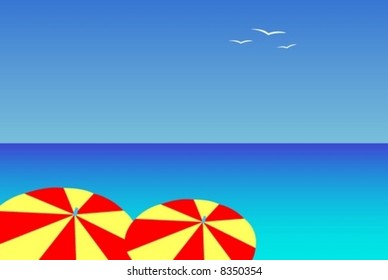 colored umbrella beach sea relax travel exotic vacation