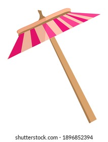 Colored umbrella for dessert on wooden stick - vector drawing simple illustration flat.