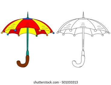 Colored umbrella like coloring books for small children - vector