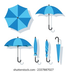 Plantilla de lluvia de paraguas de color sobre fondo blanco. Ilustración vectorial.