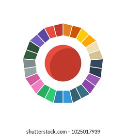 
Colored umbrella with red round in the middle