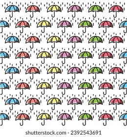 Farbige Regenschirme, handgezeichnet, Hintergrund Vektorgrafik