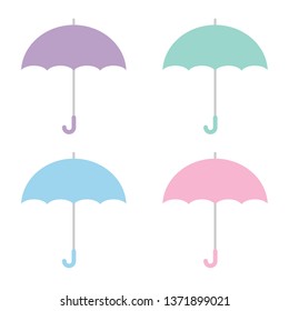 Colored umbrellas. Vector illustration, flat cartoon style.