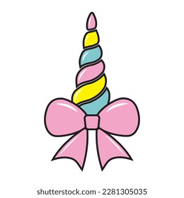 Colored unicorn horn. Color isolated vector illustration in cartoon style.