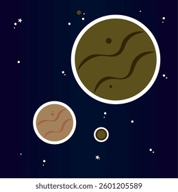 Colored universe background with a group of planets Vector