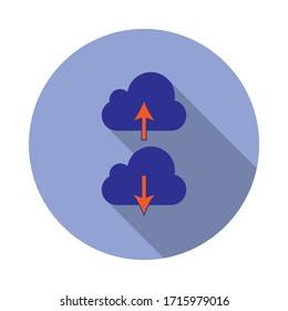 icono de sombra larga de nube de descarga coloreada. Simple vector de color de iconos web para ui y ux, sitio web o aplicación móvil