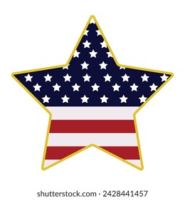 Colored USA flag on star shape Vector illustration