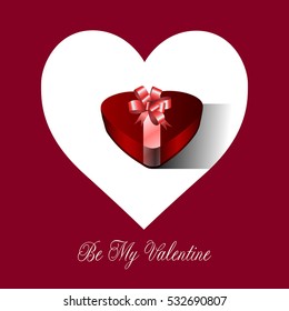 Colored valentine's day card with a chocolate box, Vector illustration