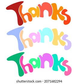 Colored variant of word Thanks. Vector illustration
