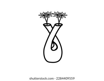 colored vases with blooming flowers for decoration and  poppy  Vector illustration. Colored ceramics vase object, antique  cup with abstract pattern isolated on white background vector illustration.